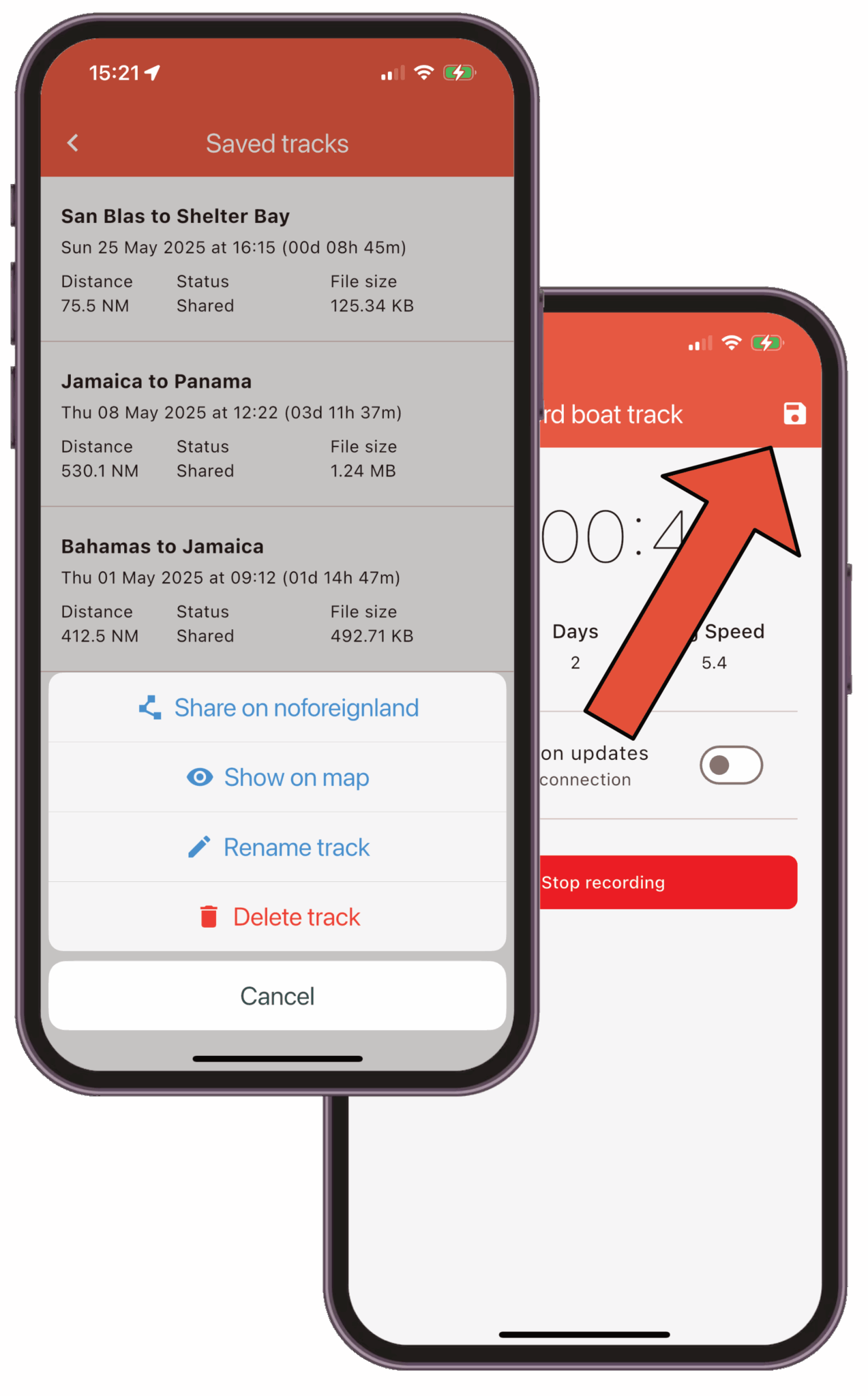 Record your track using the nfl app