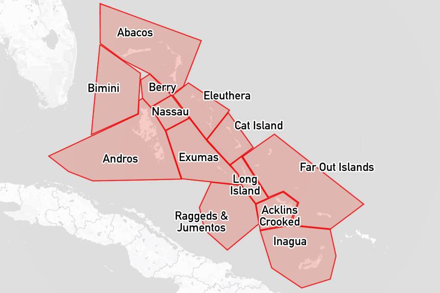 Sailing areas in Bahamas