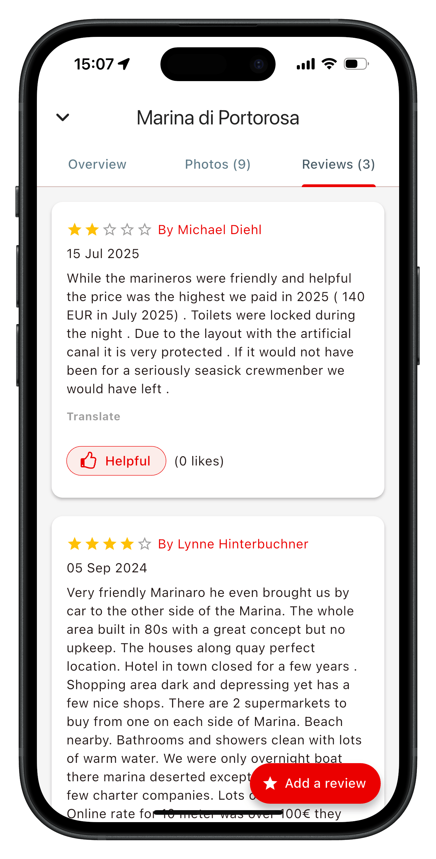Special offers screen